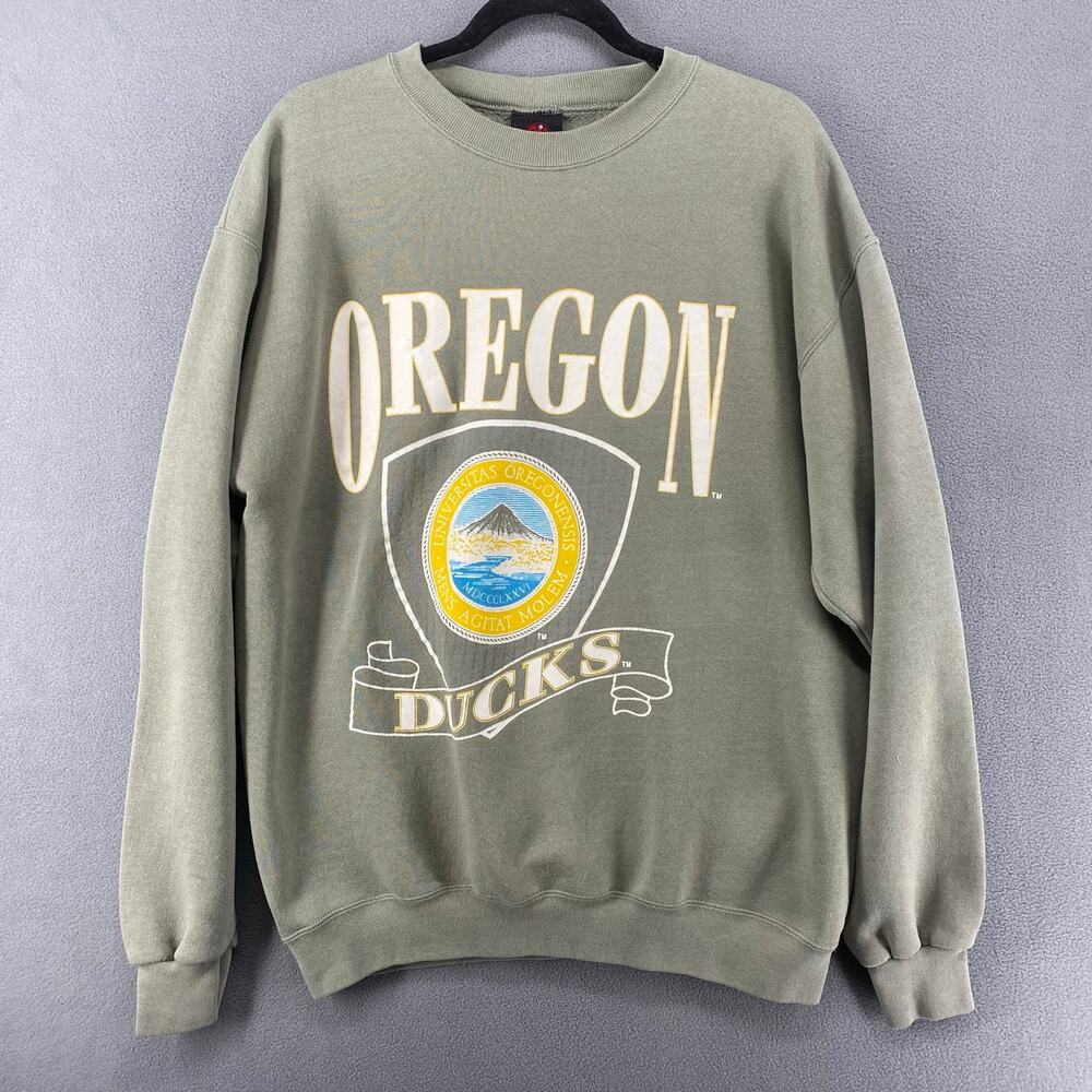 Vtg? Oregon Ducks Sweatshirt L Gray University School Crewneck PM Sports‎ USA